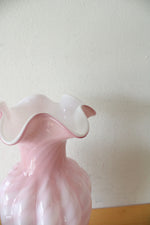 Vintage Fenton Pink Swirl Ruffled Edge Vase