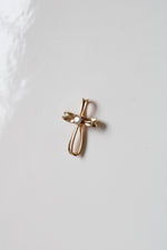 14KT Yellow Gold CZ Stone Loop Cross Pendant