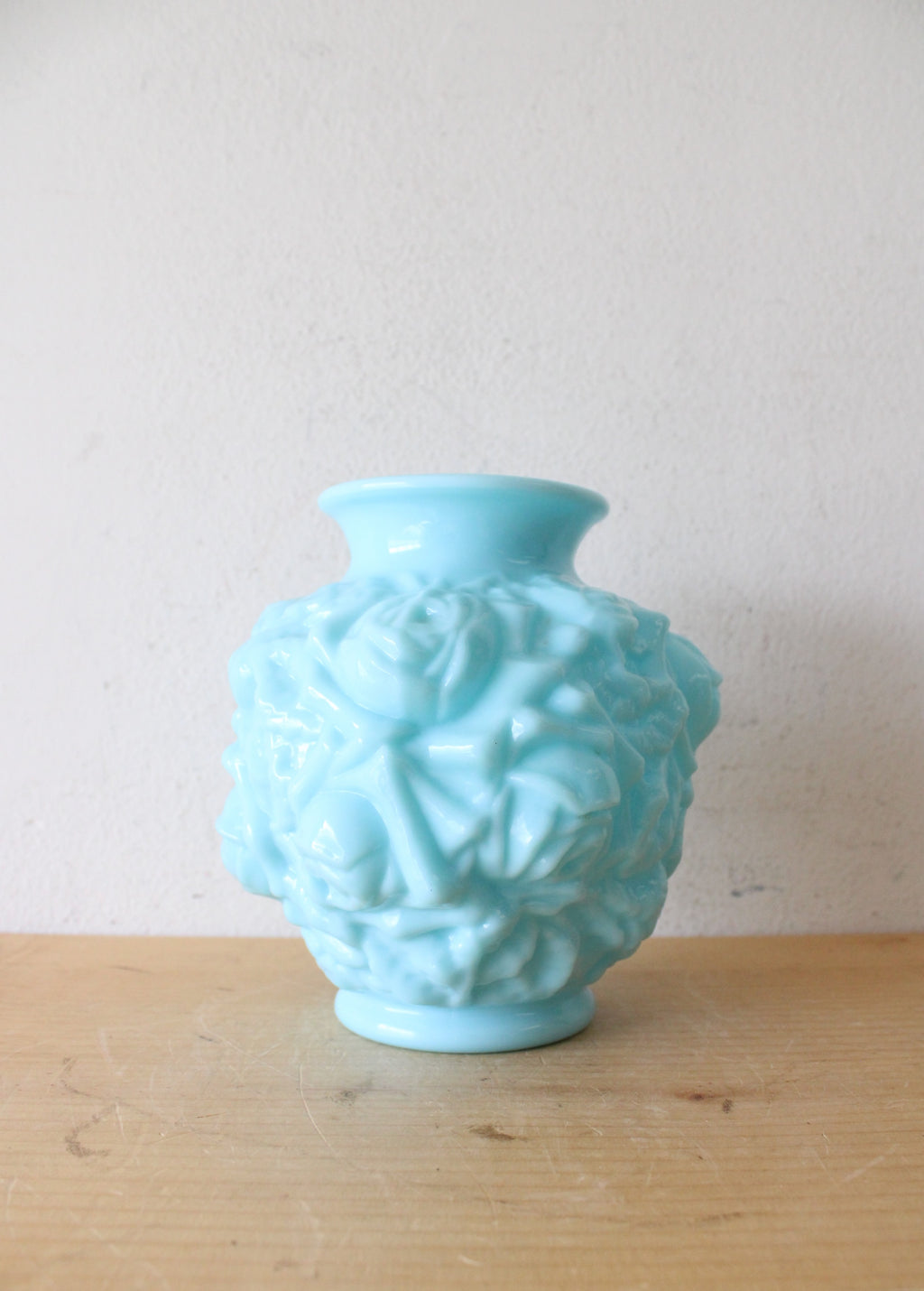 Imperial Glass La Bella Rose Blue Milk Glass Vase