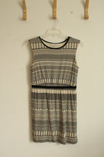 Loft Black and White Printed Lined Dress | M