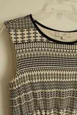 Loft Black and White Printed Lined Dress | M