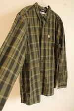 NEW Carhartt Green Plaid Button Down Cotton Shirt | XL