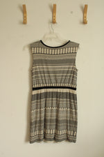 Loft Black and White Printed Lined Dress | M