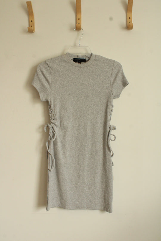 Inspired Culture Gray T-Shirt Dress with Side Ties | M