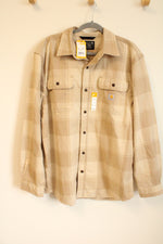 NEW Carhartt Tan Plaid Loose Fit Flannel | L