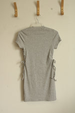 Inspired Culture Gray T-Shirt Dress with Side Ties | M