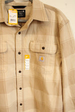 NEW Carhartt Tan Plaid Loose Fit Flannel | L
