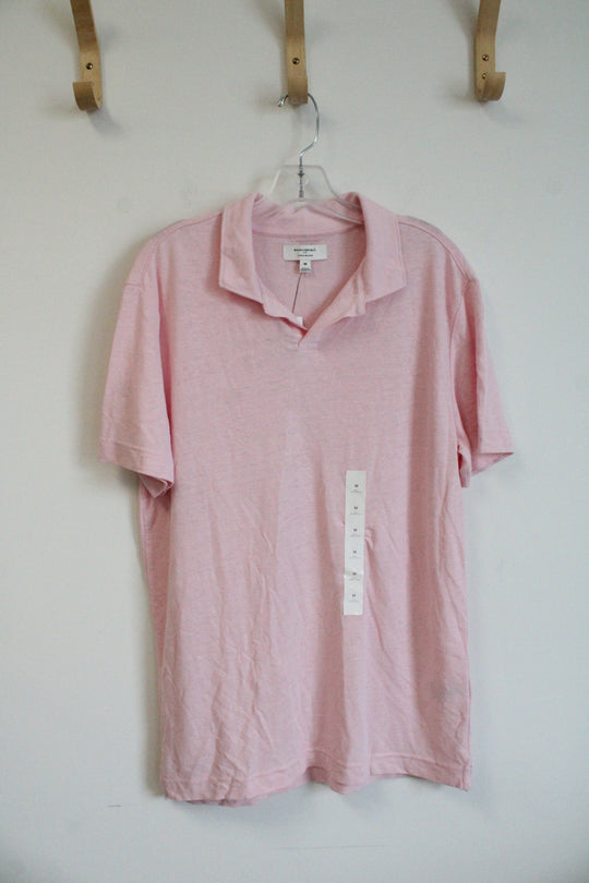 NEW Banana Republic Pink Linen Blend Polo Shirt | M