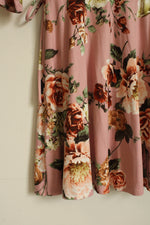 iZ Byer Pink Floral Wrap Dress with 3Q Sleeves | L