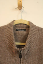 Saks Fifth Avenue Brown Cashmere Zip Up Sweater | XXL