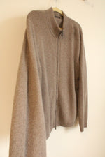 Saks Fifth Avenue Brown Cashmere Zip Up Sweater | XXL