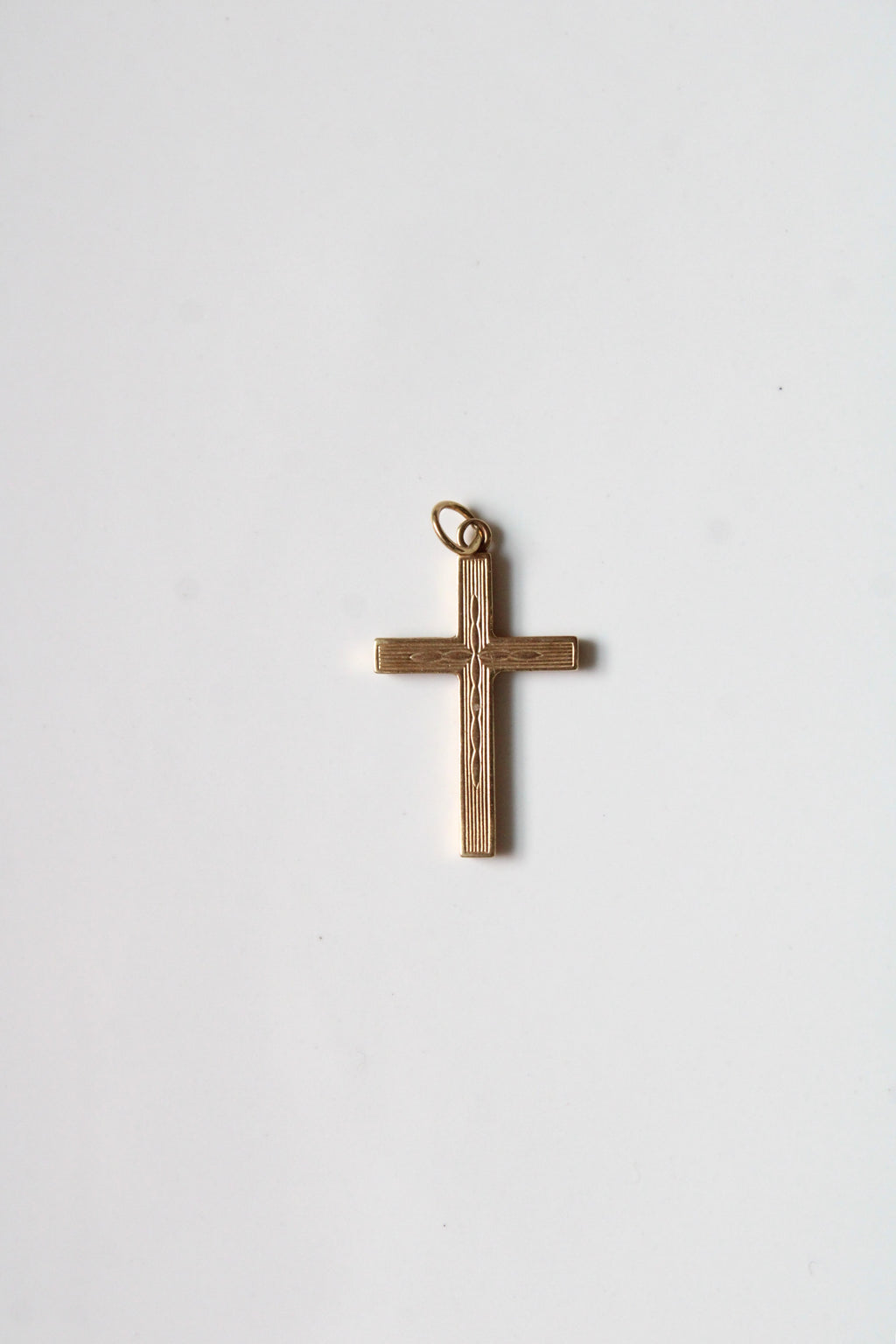 14K Yellow Gold Etched Cross Pendant