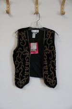 NEW Vintage Class Black and Gold Beaded Vest | 8