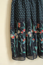 Lauren Conrad Navy and Pink Floral Dress with V Neck | 8