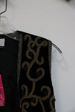 NEW Vintage Class Black and Gold Beaded Vest | 8
