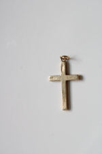 14K Yellow Gold Etched Cross Pendant