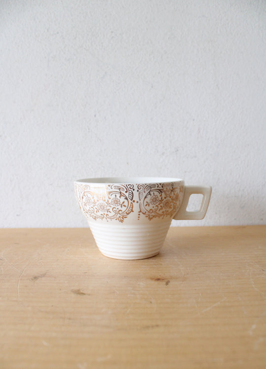 American Limoges Gold Trim Colonial Couple Teacup