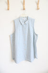J.Jill Light Blue & White Gingham Button Down Sleeveless Top | XL