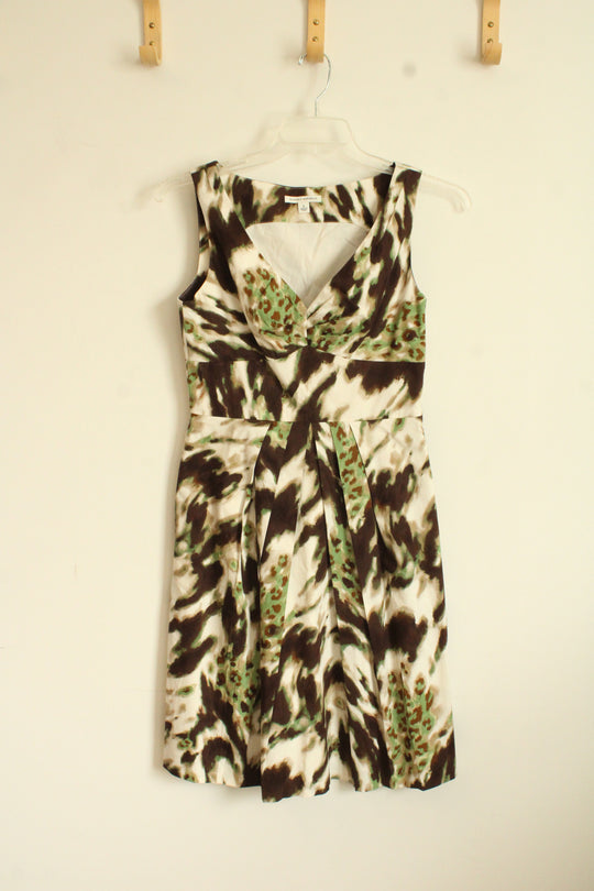 Banana Republic Brown and Green Printed Dress | 4