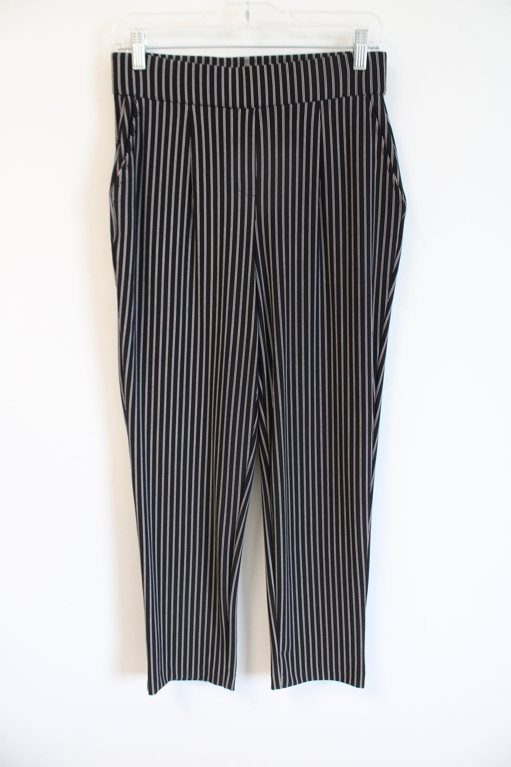 Hilary Radley Black White Pinstripe Stretch Pants | S