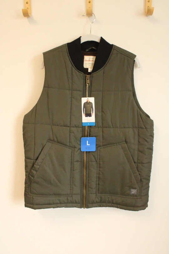 NEW Weatherproof Olive Green Puffer Vest | L