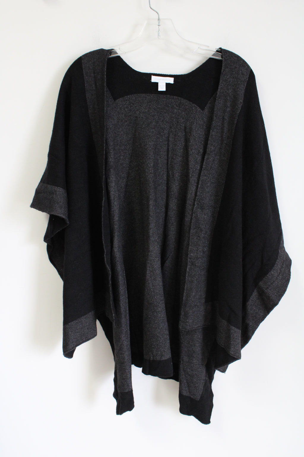 Charter Club Black Gray Knit Poncho | One Size