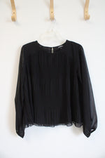 Express Black Pleated Long Sleeved Blouse | M