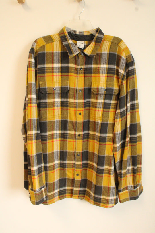 The North Face Yellow Plaid Flannel Shirt | XXL