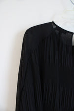 Express Black Pleated Long Sleeved Blouse | M