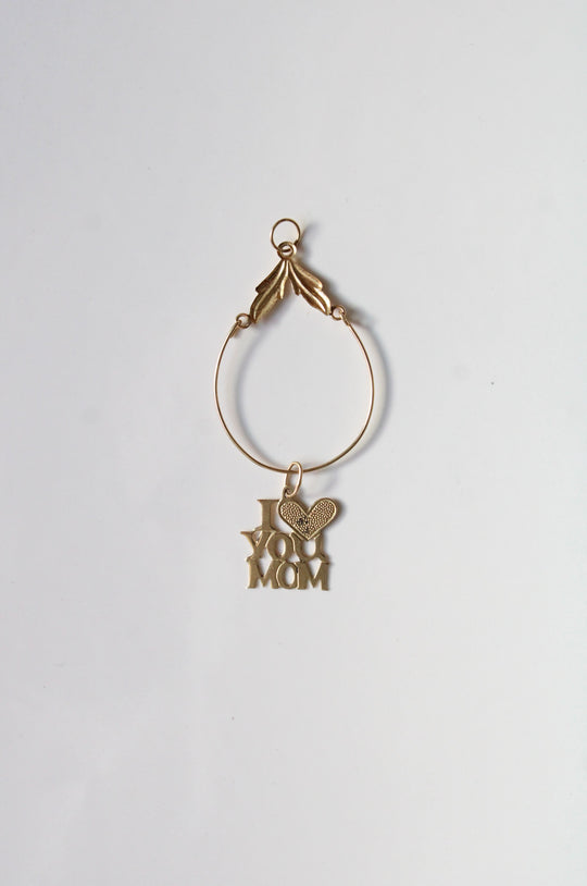 14K Yellow Gold " I Heart You Mom" Necklace Pendant