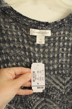 NEW Christopher & Banks Marbled Blue Knit Cold Shoulder Open Sweater | XL
