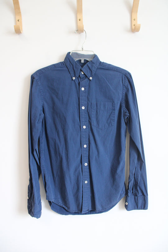 American Eagle Classic Fit Blue Button Down Cotton Shirt | XXS