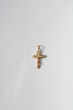 14K Two-Tone Rose & Yellow Gold Jesus On The Cross Crucifix Necklace Pendant