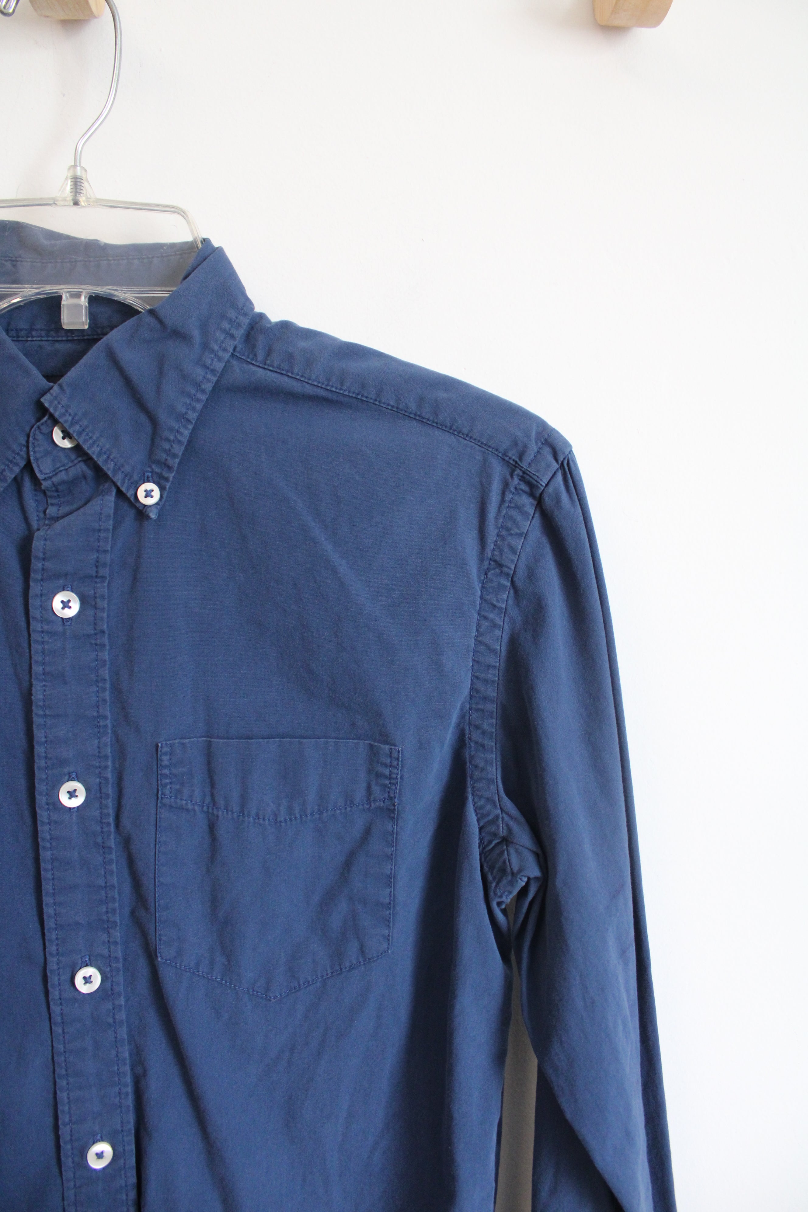 American Eagle Classic Fit Blue Button Down Cotton Shirt | XXS
