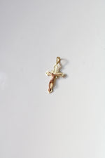 14K Two-Tone Rose & Yellow Gold Jesus On The Cross Crucifix Necklace Pendant