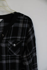Christopher & Banks Black and White Checker 3 Button Up Long-Sleeved Shirt | M