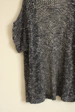 NEW Christopher & Banks Marbled Blue Knit Cold Shoulder Open Sweater | XL