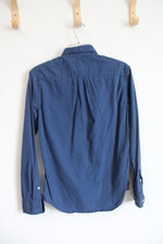 American Eagle Classic Fit Blue Button Down Cotton Shirt | XXS