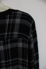 Christopher & Banks Black and White Checker 3 Button Up Long-Sleeved Shirt | M