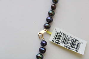 NEW Genuine Purple Pearl 10KT Clasp Necklace