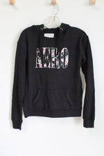 Aeropostale Black Floral Logo Hoodie | M