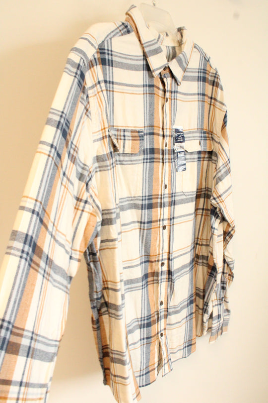NEW George Super Soft White Blue Plaid Flannel | 3XLT