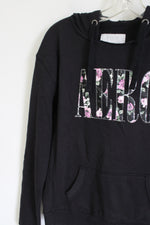 Aeropostale Black Floral Logo Hoodie | M