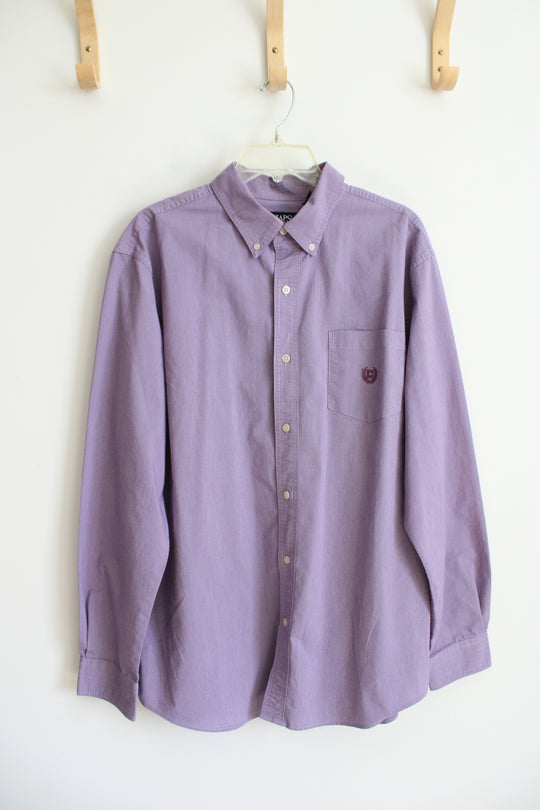 Chaps Purple & White Button Down Shirt | XL