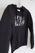 Aeropostale Black Floral Logo Hoodie | M
