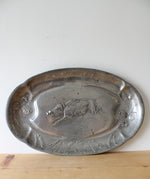 Vintage Kayserzinn #4344 Warthog & Pine Cones Pewter Platter