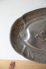 Vintage Kayserzinn #4344 Warthog & Pine Cones Pewter Platter