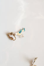Vintage Delicate Bluebird Gold Coated Sterling Clip On Earrings