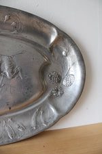 Vintage Kayserzinn #4344 Warthog & Pine Cones Pewter Platter