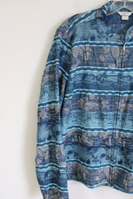 Christopher & Banks Blue Floral Striped Jacket | L